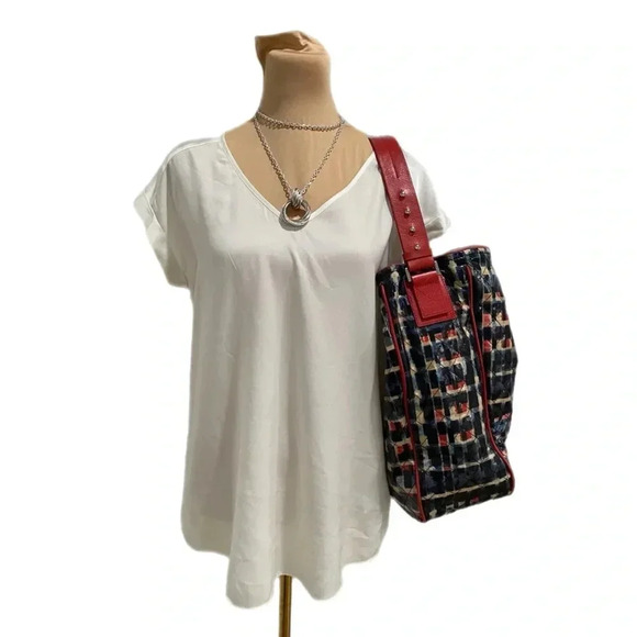 NWT $495 VERA BRADLEY Fenwick Hobo Glossy Blocks Genuine Leather Trim Tote Bag - Picture 4 of 10